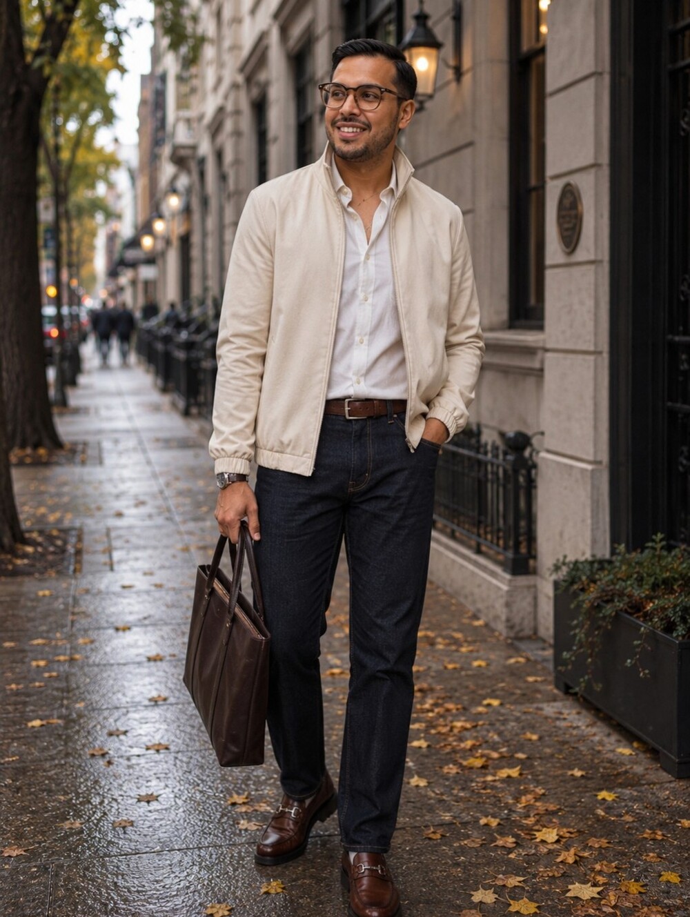Zara Men's Cream Zip-Up Sweater Jacket